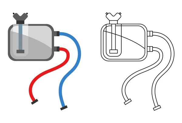 滤水器的平面矢量图标.色彩和素描风格。家用滤水器,用于清洁水桶和标志.热水器系统概念 — 图库矢量图片
