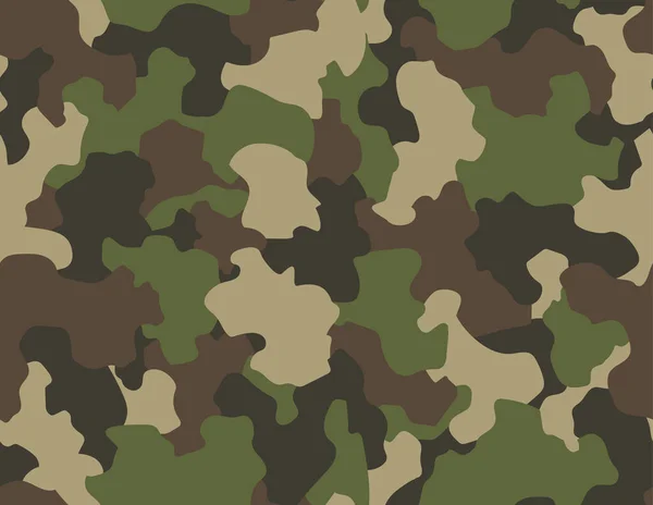 Kamouflage sömlöst mönster. Abstrakt militär eller jakt kamouflage bakgrund. Klassisk klädstil maskerande camo upprepa tryck. Grön brun svart oliv färger skog struktur kamouflage — Stock vektor