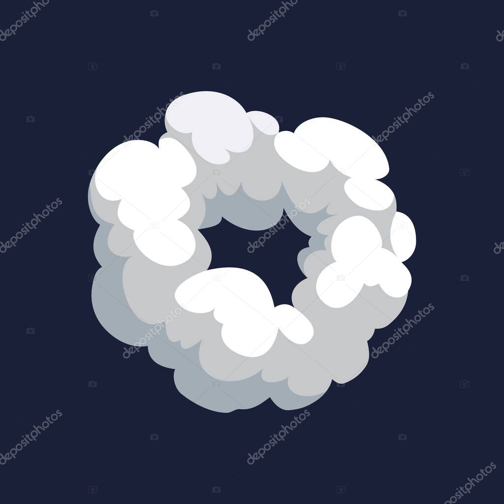 Cartoon pattern of smoke cloud. Bomb blast. Comic vector fog puff. Steam cloud, watery vapour or dust explosion element