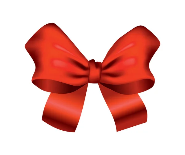 Vector hermoso arco rojo realista. Estilo de seda de elemento de embalaje de elegancia. Se puede utilizar para regalos de decoración, tarjetas de felicitaciones, etc. — Archivo Imágenes Vectoriales