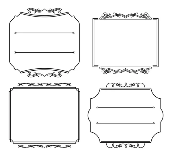 Textrahmen. Blühende Rahmenkollektion. Vector Hochzeitseinladungskarte. Umrissvorlage mit Platz für Text — Stockvektor