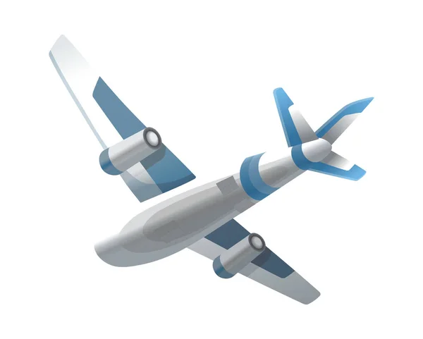 Avión sobre fondo blanco. Avión en vista inferior. Carga aérea vectorial realista. Avión de pasajeros, avión volador del cielo — Archivo Imágenes Vectoriales