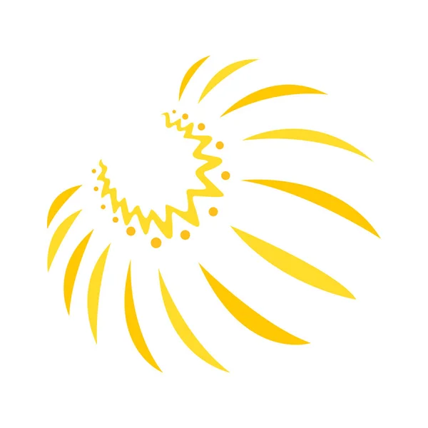 Niedliche lustige Sonne Ikone. Helle und schöne Zeichentrickfigur. Abstrakte gelbe Sonnenform. Handgezeichnete Doodle-Sonne. Sun-Logo-Symbol. Vektorillustration — Stockvektor