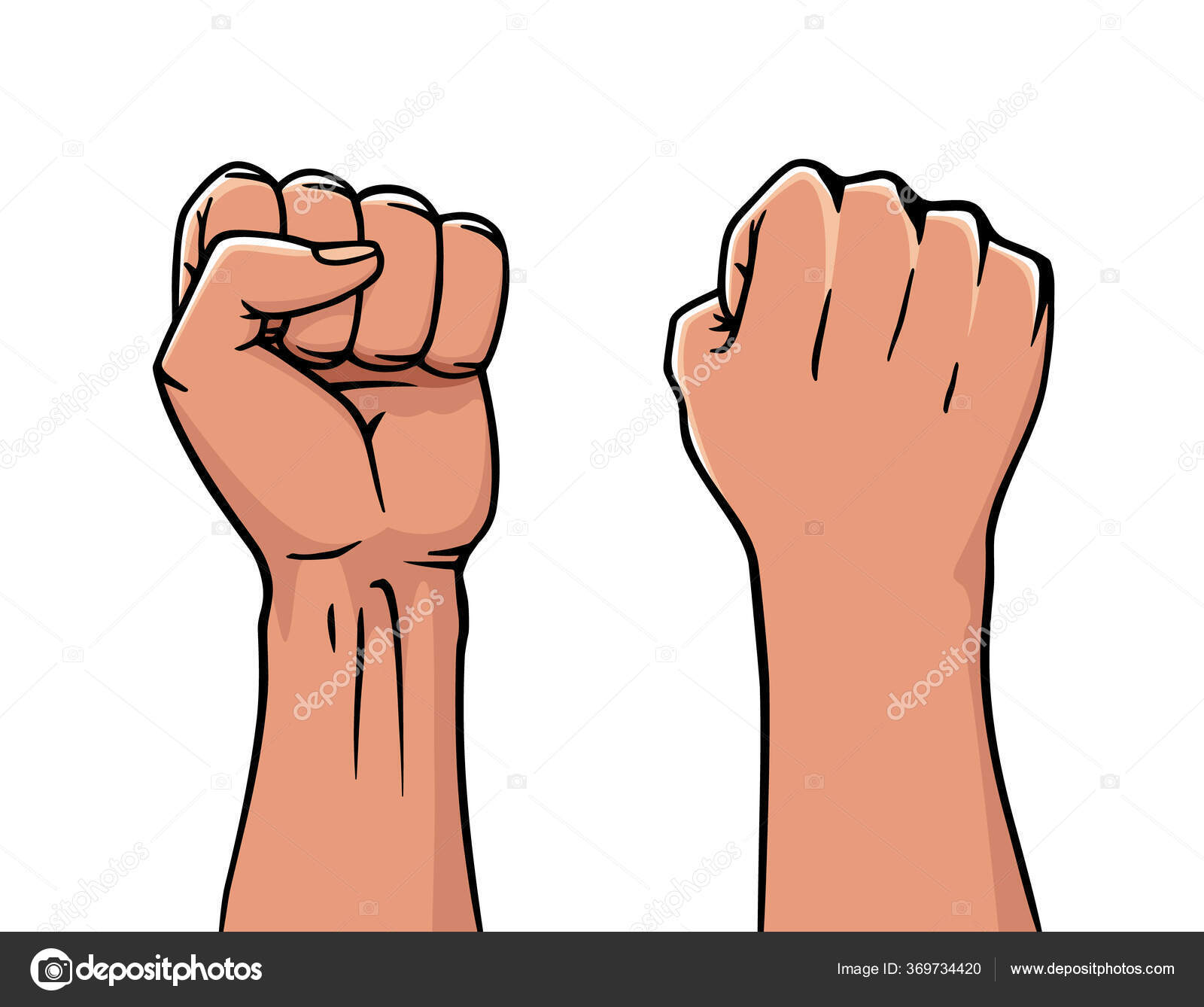 Winner rised clenched fist. Logo label design, concept of win. Two human  hand up in the air. Vector illustration Stock Vector by ©Designer_things  369734420