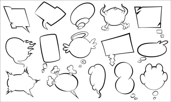 Coleção de bolhas de fala estilo cômico. Desenho engraçado itens vetoriais ilustração — Vetor de Stock