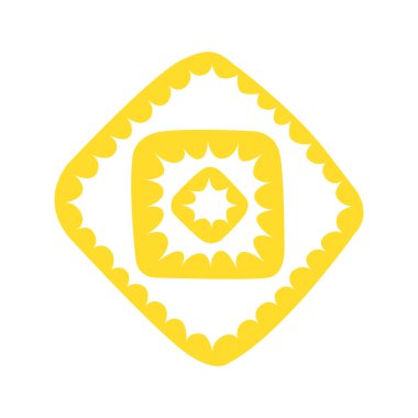 Sevimli komik güneş ikonu. Parlak ve güzel çizgi film karakteri. Soyut sarı güneş şekli. El çizimi karalama güneşi. Güneş logosu simgesi. Vektör İllüstrasyonu