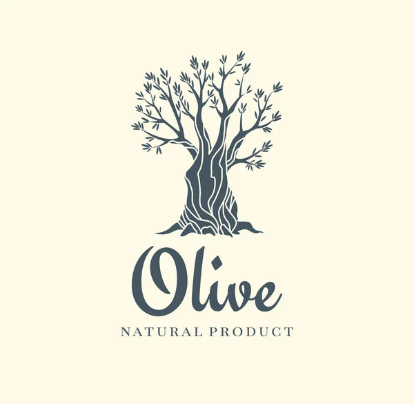 Elegancka ikona odizolowanego drzewa oliwnego. Kreatywna sylwetka drzewa oliwnego. Projektowanie logo stosowane w reklamie produktów najwyższej jakości — Wektor stockowy