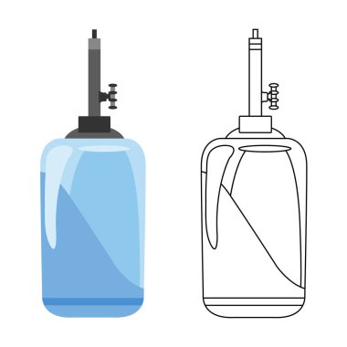 Su filtresinin düz vektör simgesi. Renk ve eskiz stili. Temiz su ve logo için ev bileşenlerinde su filtresi. Su, filtre sistemi konseptiyle arıtılır.