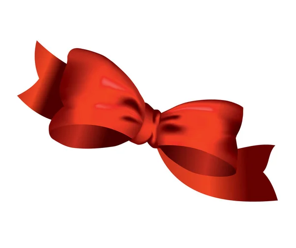 Vektor gyönyörű realisztikus piros íj. Selyem stílus elegancia csomagolási elem. Használható dekorációs ajándékok, üdvözlőlap stb. — Stock Vector