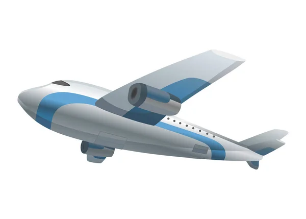 Flygplan på vit bakgrund. Flygplan i nedre vy. Vektor realistisk flygplanslast. Passagerarplan, himmelsflygande flygplan — Stock vektor