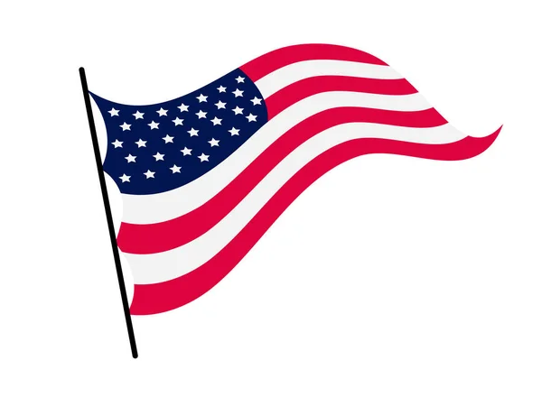 Zwaaien vlag van de Verenigde Staten van Amerika. Illustratie van golvende Amerikaanse vlag. Nationaal symbool, Amerikaanse vlag op witte achtergrond - vector illustratie — Stockvector