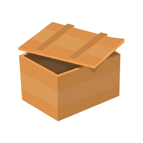 Drewniana szuflada. Paczka. Pojemnik na dostawę lub wysyłkę. Ilustracja izolowana na białym tle — Wektor stockowy