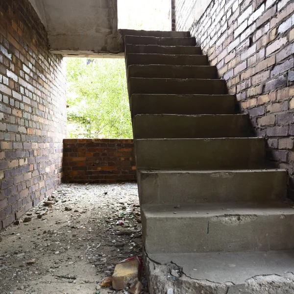 Wide Angle View Old Wall Abandoned Factory Building — Stock Photo, Image