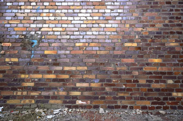 Vidvinkel Över Gammal Vägg Övergiven Fabriksbyggnad — Stockfoto