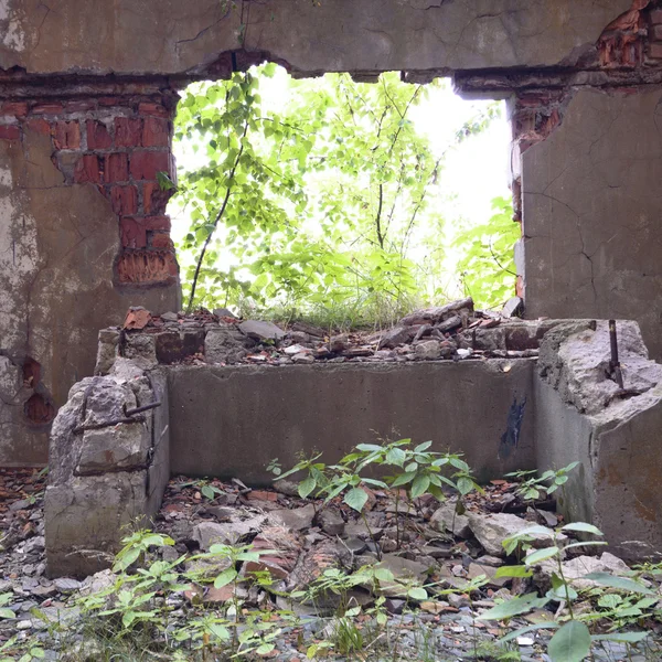 Ampla Vista Ângulo Velho Muro Abandonado Edifício Fábrica — Fotografia de Stock