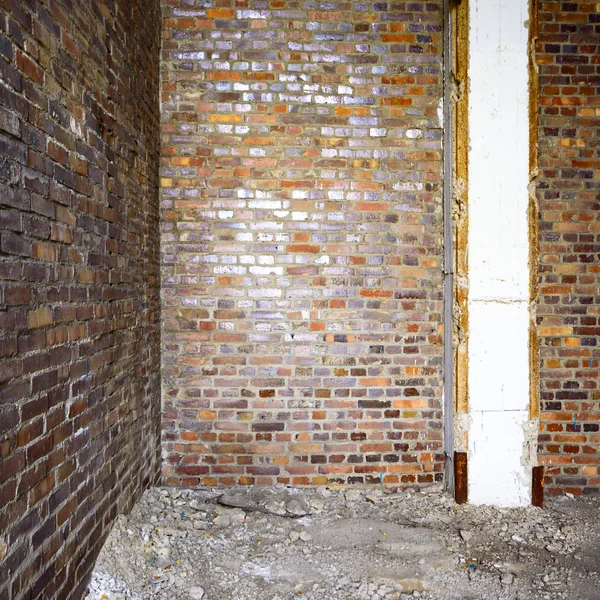 Wide Angle View Old Wall Abandoned Factory Building — Stock Photo, Image