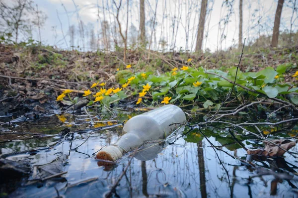 Flores Como Fundo Colorido Lixo Poluição Meio Ambiente Série Natureza — Fotografia de Stock