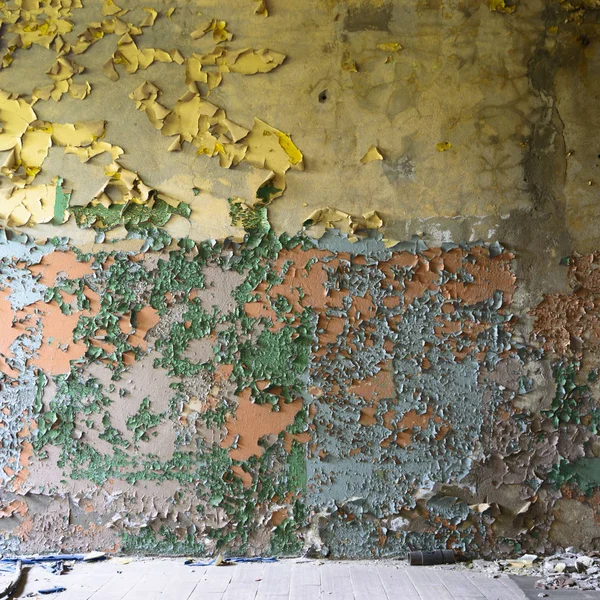 Amplia Vista Angular Viejo Edificio Fábrica Abandonado Pared —  Fotos de Stock