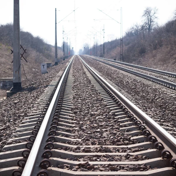 Utsikt Över Järnvägsspåret Solig Dag — Stockfoto