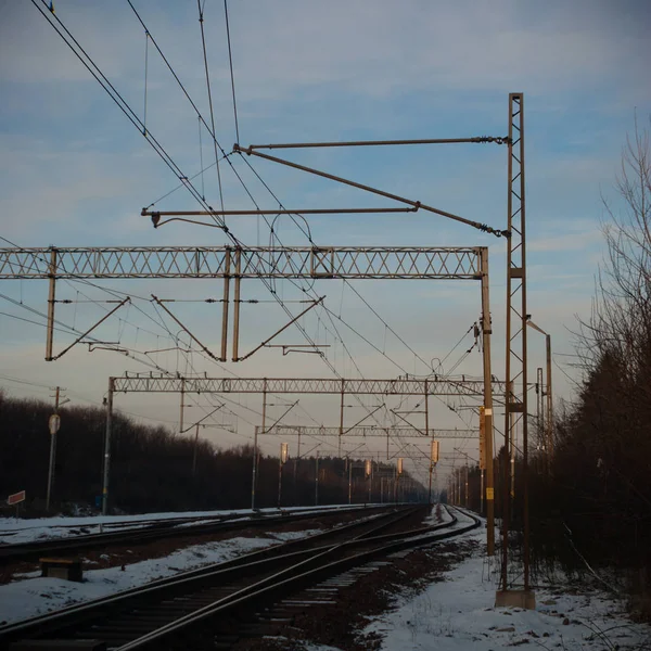 Vista Della Ferrovia Una Giornata Sole — Foto Stock