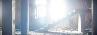 Çok kirlenmiş endüstriyel bir fabrikanın kalıntıları, sanayi serisi.