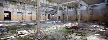 Çok kirlenmiş endüstriyel bir fabrikanın kalıntıları, sanayi serisi.