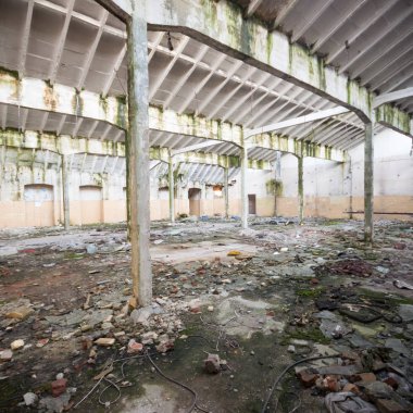 Çok kirlenmiş endüstriyel bir fabrikanın kalıntıları, sanayi serisi.