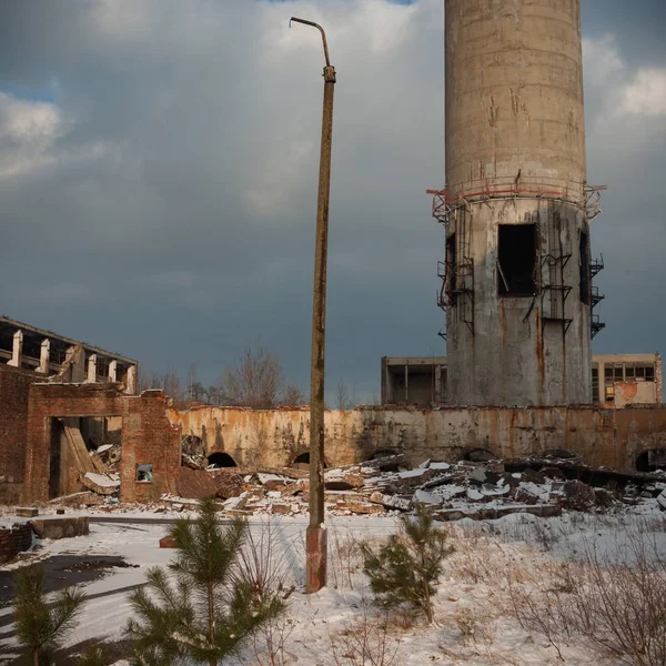 Ruïnes Van Een Zeer Sterk Vervuilde Industriële Fabriek Industriële Series — Stockfoto