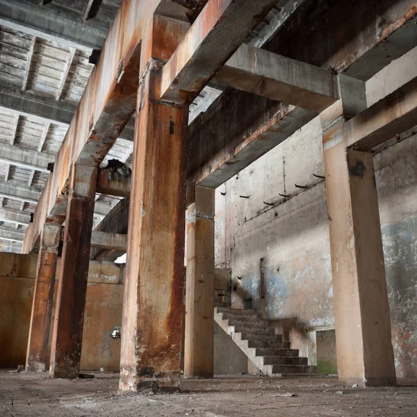 Ruínas Uma Fábrica Industrial Muito Poluída Série Industrial — Fotografia de Stock