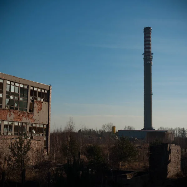 Ruínas Uma Fábrica Industrial Muito Poluída Série Industrial — Fotografia de Stock