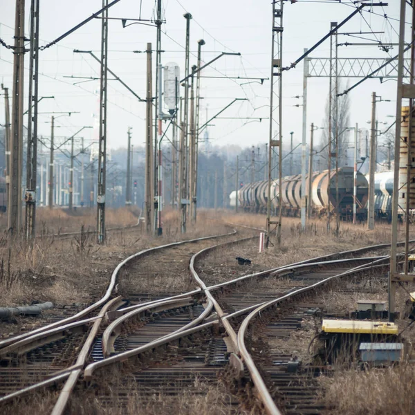 Güneşli bir günde demiryolu manzarası