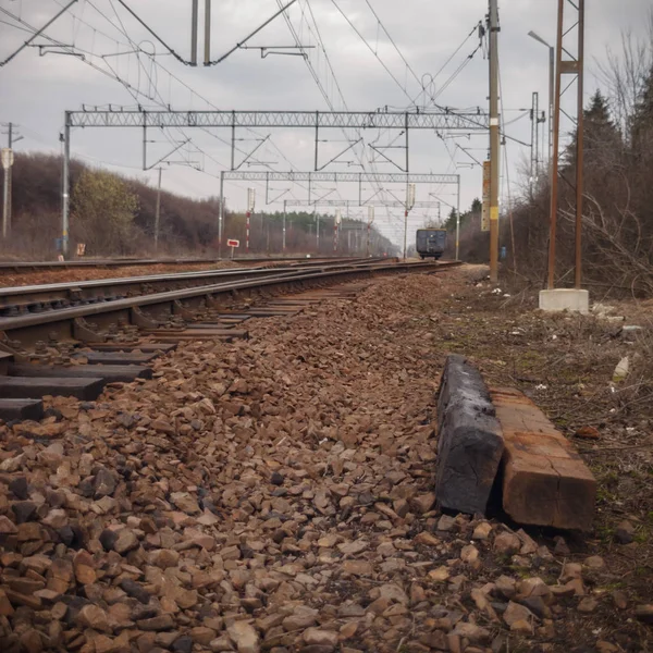 Pohled Železniční Trať Slunečného Dne — Stock fotografie