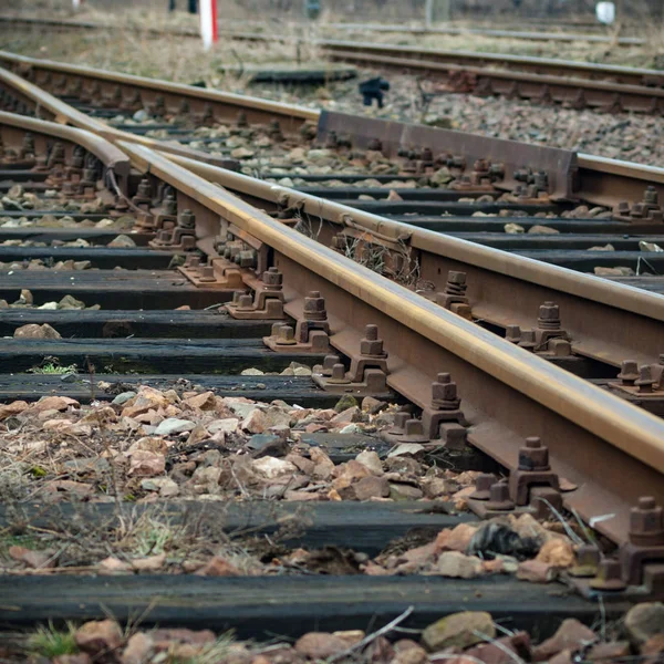 Utsikt Över Järnvägsspåret Solig Dag — Stockfoto