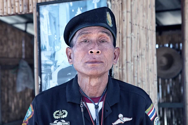 Close up portrait of thai  military  on color background — Φωτογραφία Αρχείου