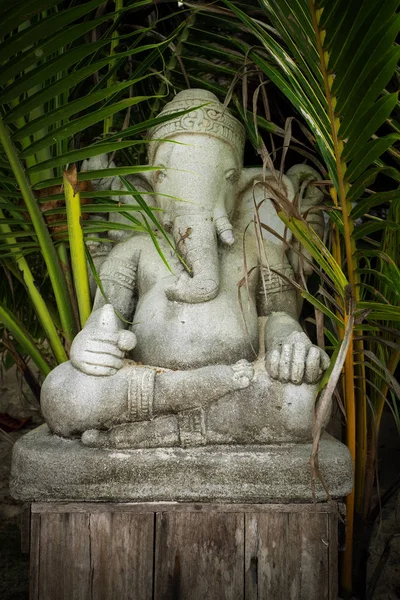 Old concrete  statue of Ganesha - a hindu symbol of luck in the jungle — Stock Photo, Image