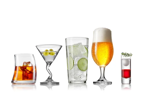 Collection of different style of the glasses on white back — Stock Photo, Image