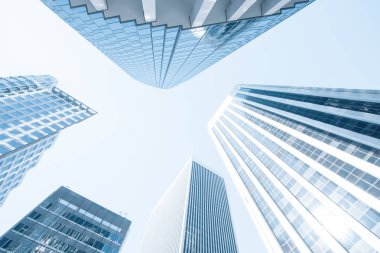 Modern mavi renkli çağdaş ofis şehir binaları görünümünü  