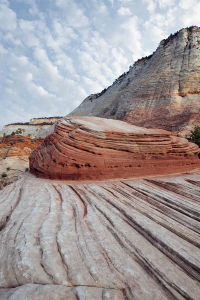 Vista de una bonita roca gigante en el parque nacional de Zion — Foto de Stock