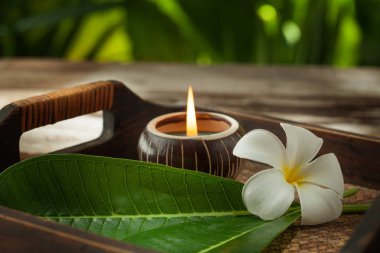 spa Tema nesnelerin bir görünümünü yeşil sırt yukarıya kapatmak