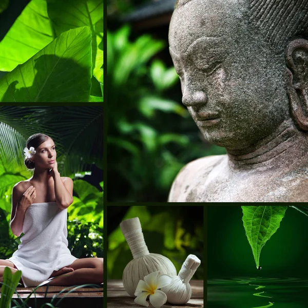 Spa tema collage består av olika bilder — Stockfoto
