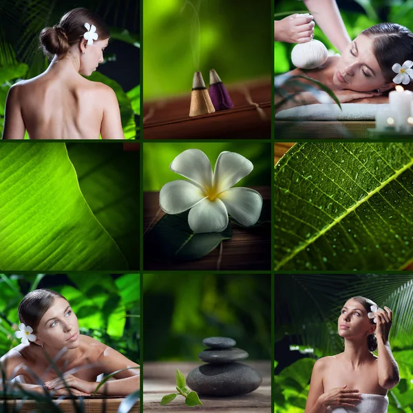 Spa tema collage består av olika bilder — Stockfoto