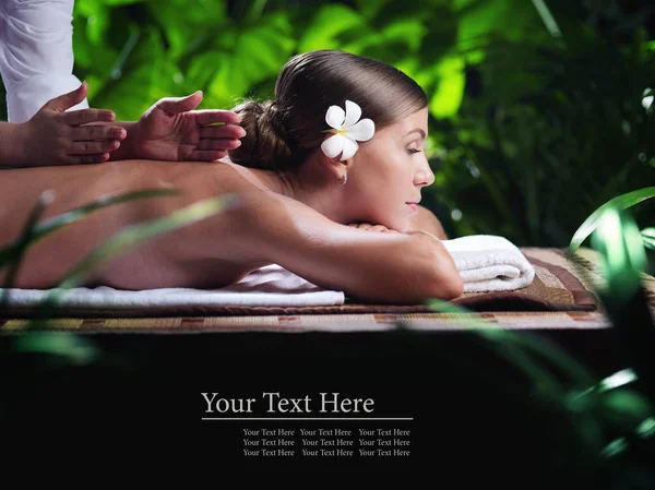 Portrait of young beautiful woman in spa environment.  banner, space for text — Stock Photo, Image