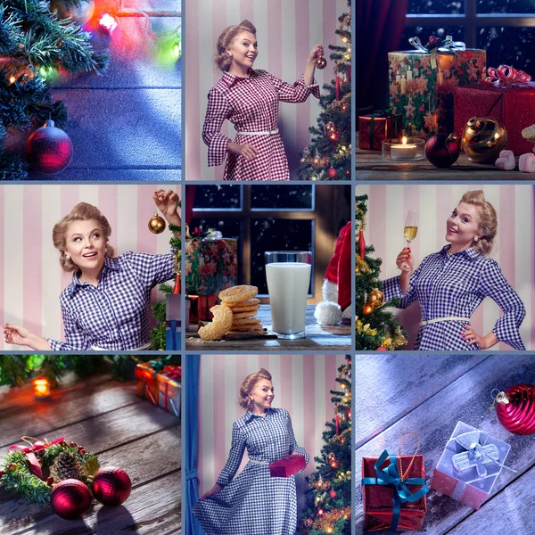 Merry christmas and new year theme collage composed of different images — Stock Photo, Image