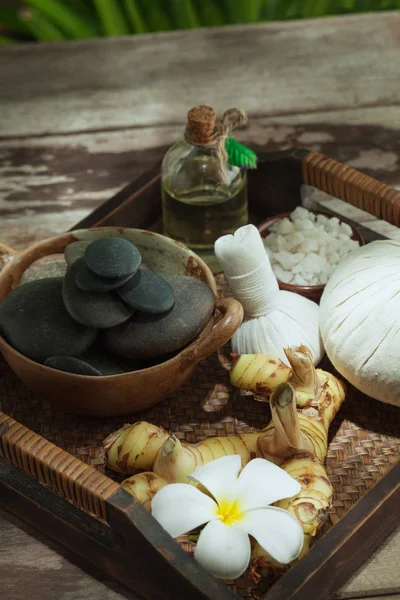 Nahaufnahme Von Wellness Themenobjekten Auf Farbrückseite — Stockfoto