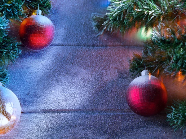 Zár Megjelöl Kilátás Megvilágítású Karácsonyfa Hófúvásából Vissza — Stock Fotó