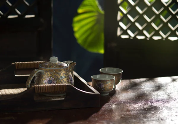 Close View Nice China Teapot Color Back — Stock Photo, Image