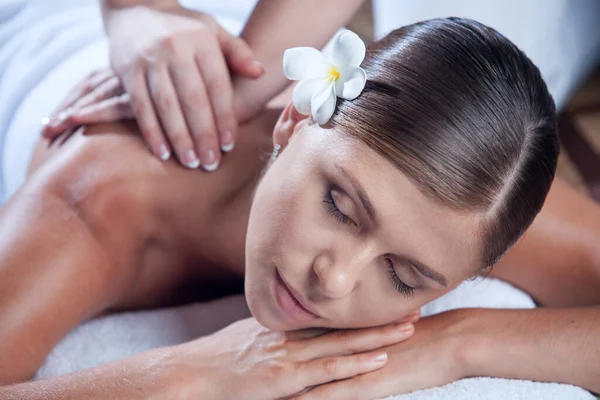 Portrait Young Beautiful Woman Spa Environment — Stock Photo, Image