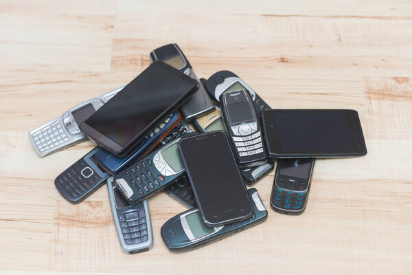 Pile of mobile phones