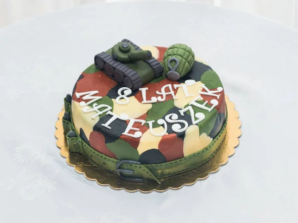 Military birthday cake — Stock Photo, Image