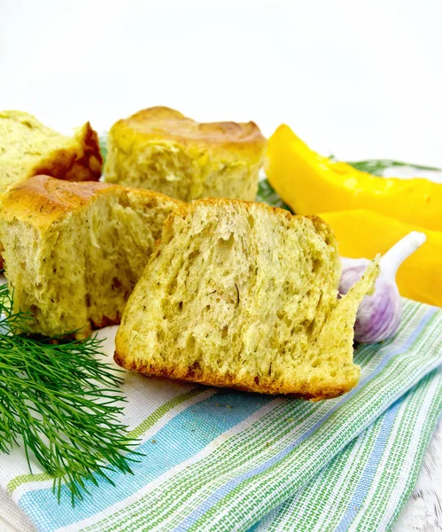 Scones pumpkin with garlic and dill on board — Stock Photo, Image